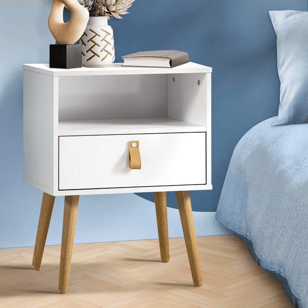 Table de chevet blanche 40x30x55 cm