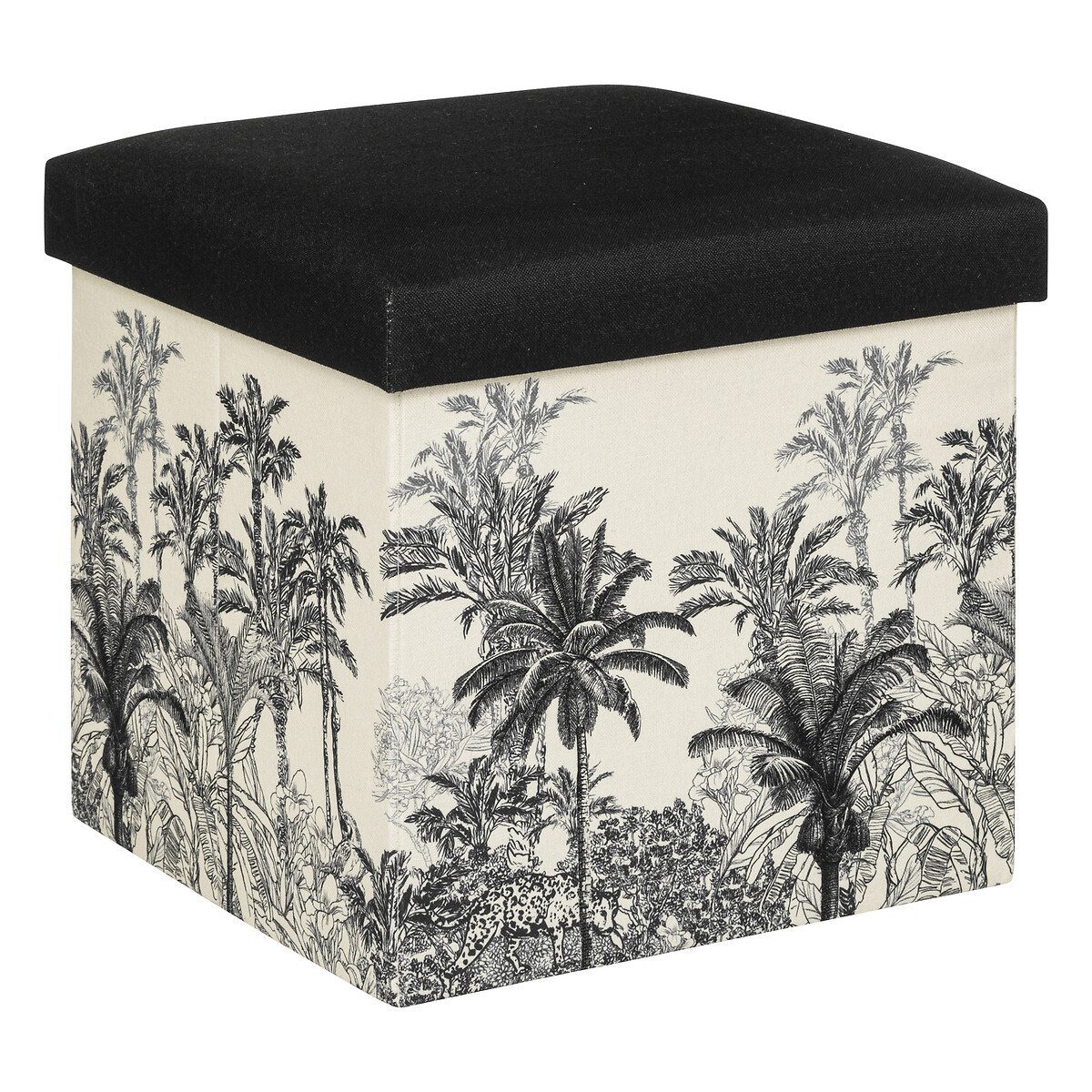 Pouf pliant Benicio noir et blanc