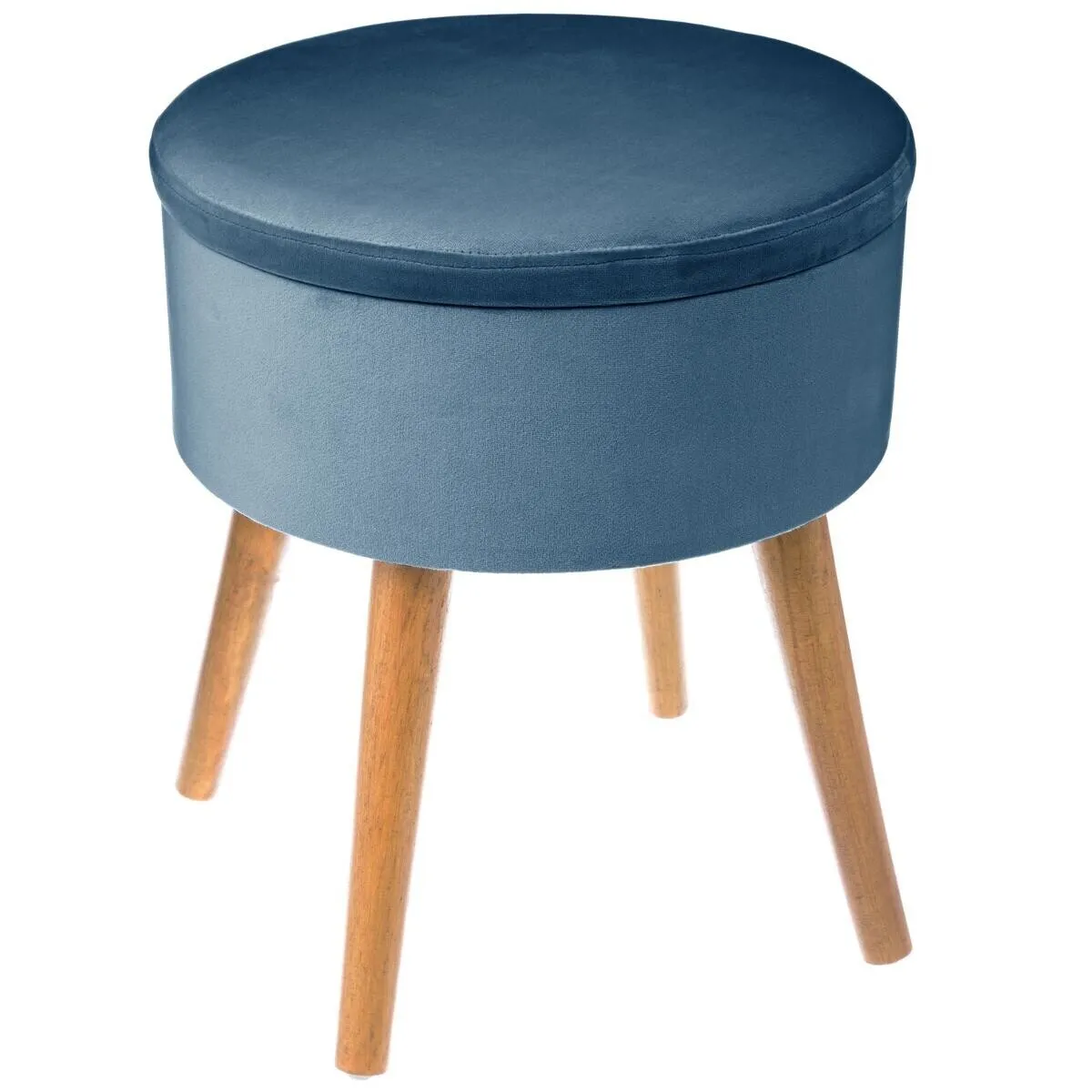 Tabouret coffre “Tess” Velours, Bleu