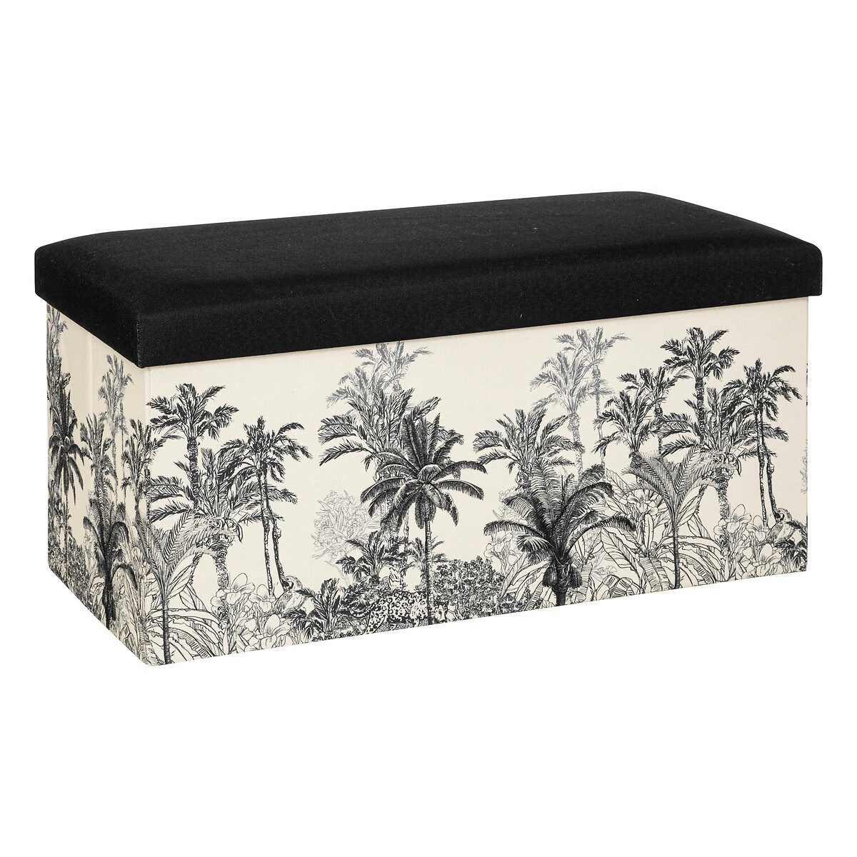 Pouf pliant double Benicio noir et blanc