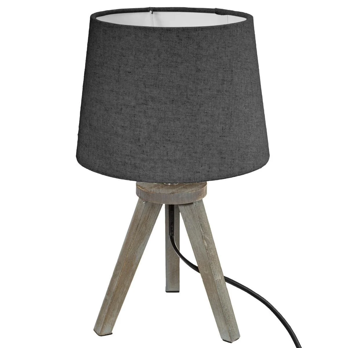 Lampe trépied mini haut 30,5 cm bois gris