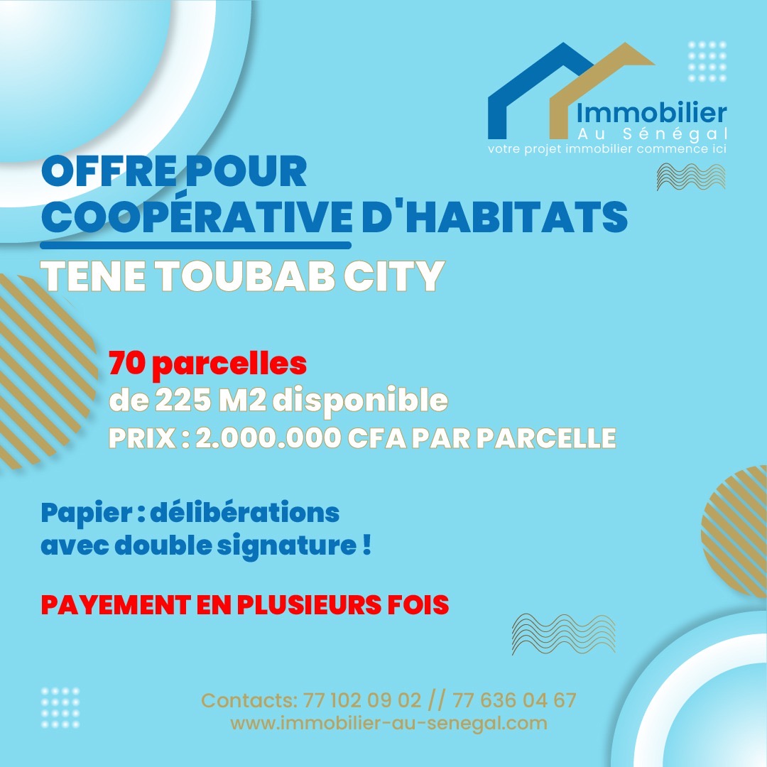 Terrains de 225 m2 à vendre à toubab tène city