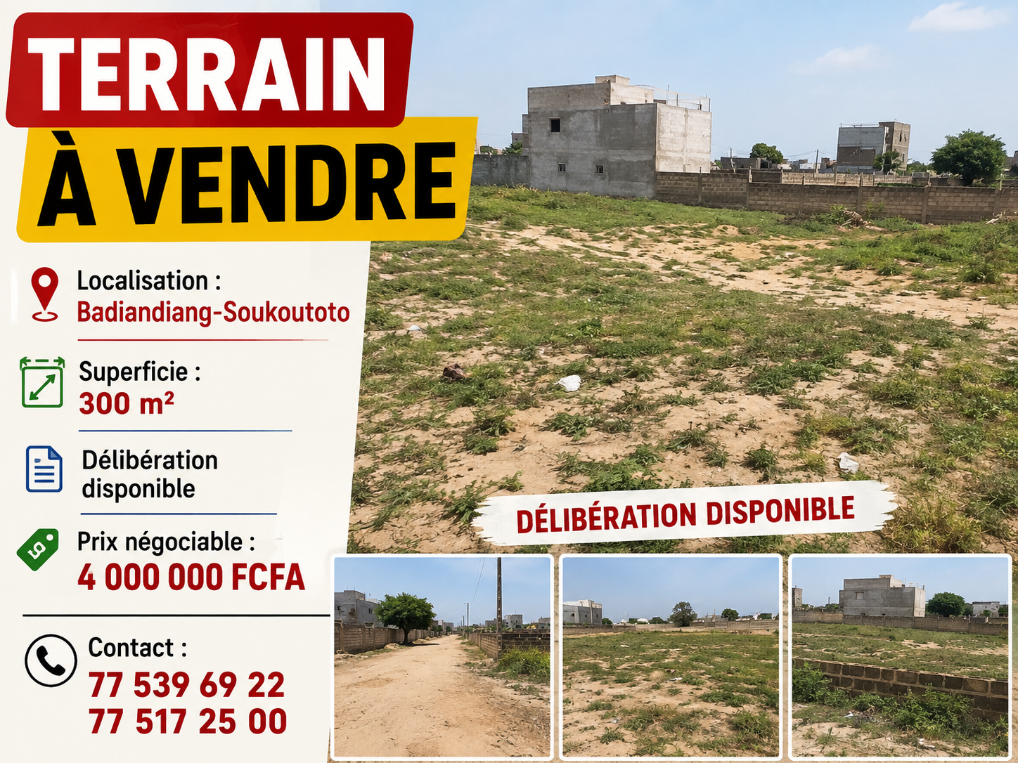 Terrain de 300m² à vendre à adiandiang- Soukoutoto