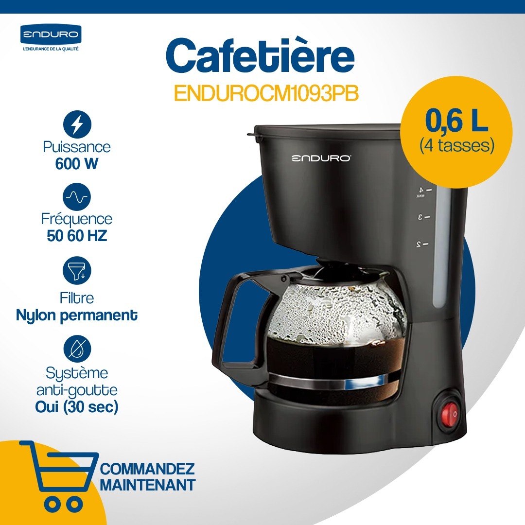 Machine à Café Cafetière Filtre Enduro Noir 0,6L