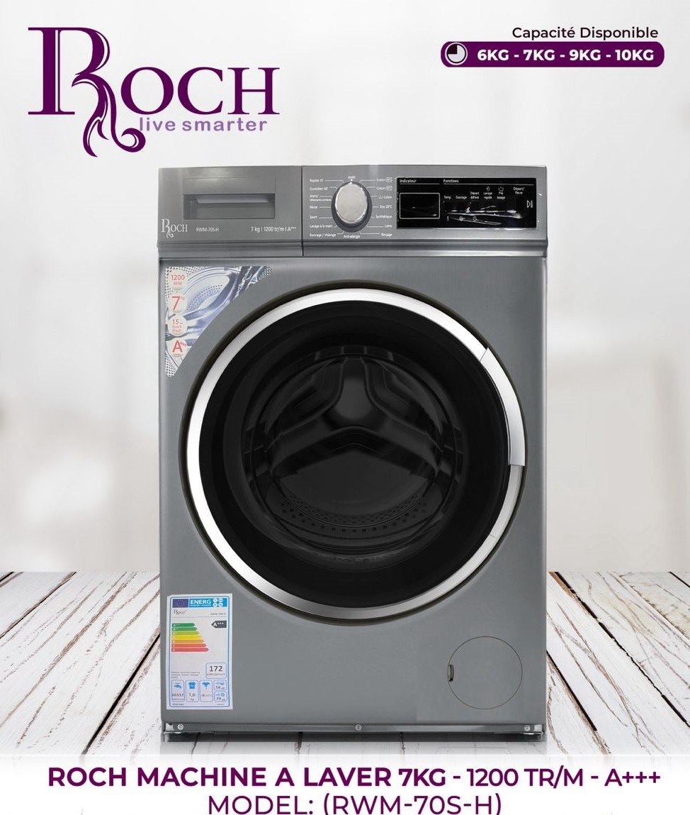 Machine à laver Roch 7KG 1200 Tours/Min A+++ Gris