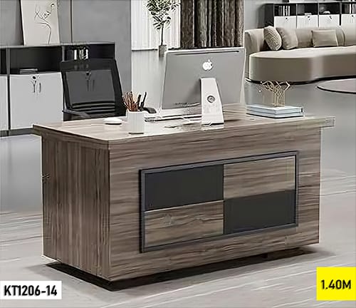 Table de Bureau KT1206-14 Marron 140 x 70 cm – Bureau Moderne et Robuste pour Maison et Entreprise