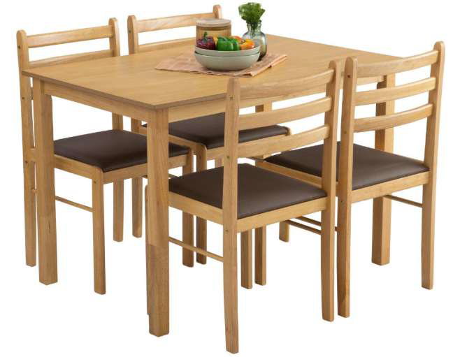 Ensemble Salle à Manger Wald – Table + 4 Chaises Chêne Clair