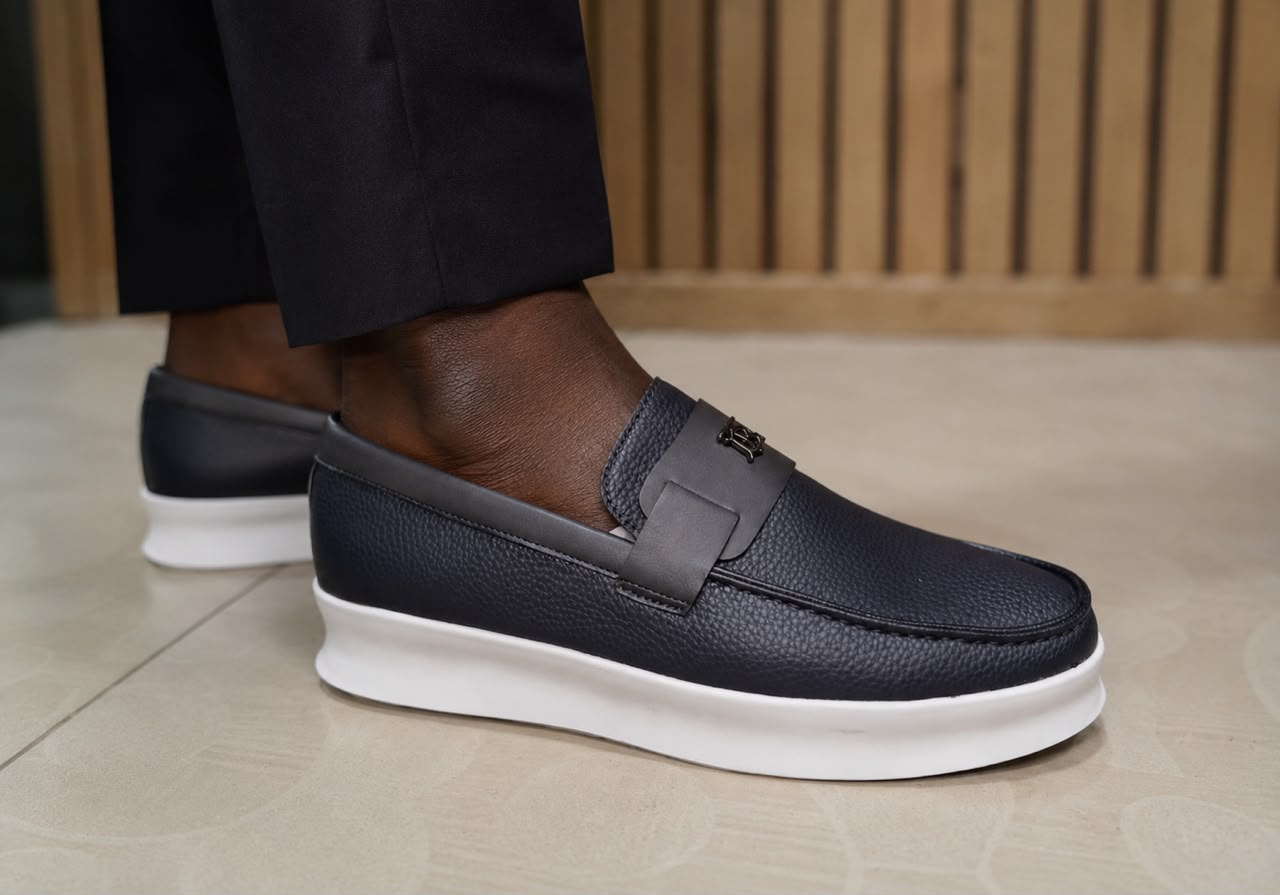 Mocassin Homme Loafer Bleu Marine – Semelle Blanche