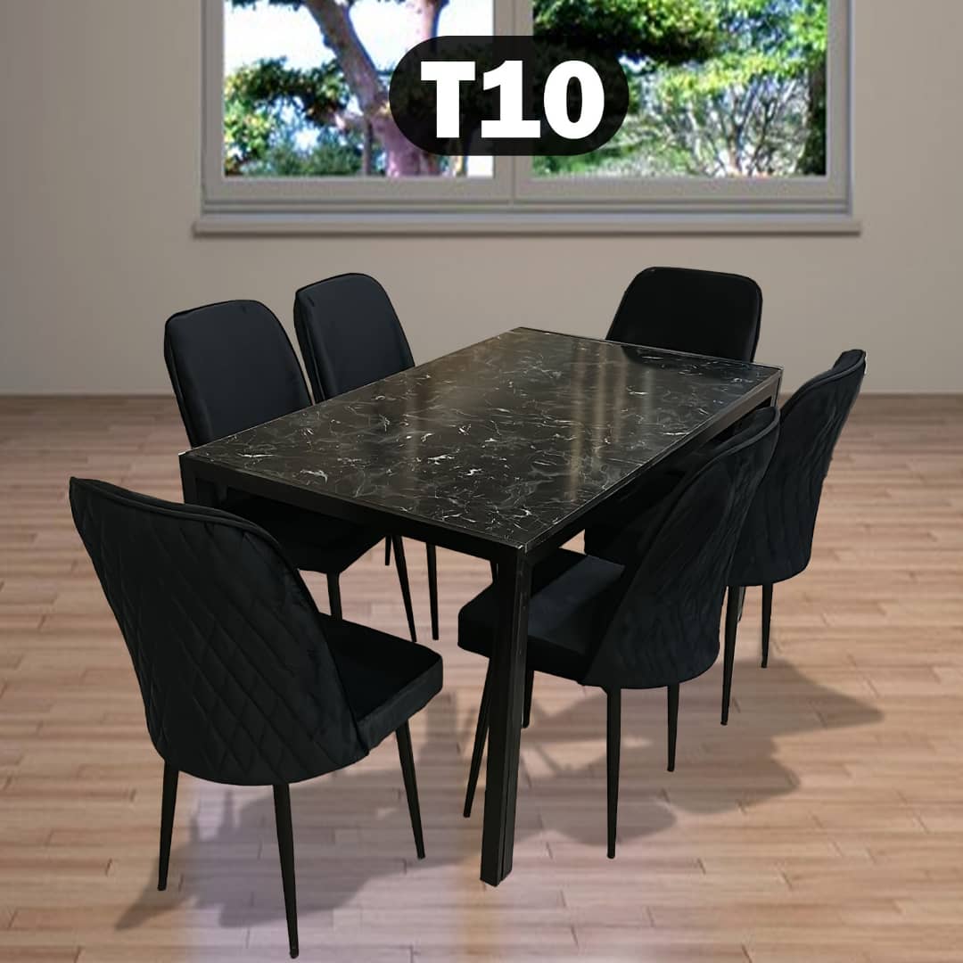 Table à Manger 6 Places 80×140 cm Métal Noir T10
