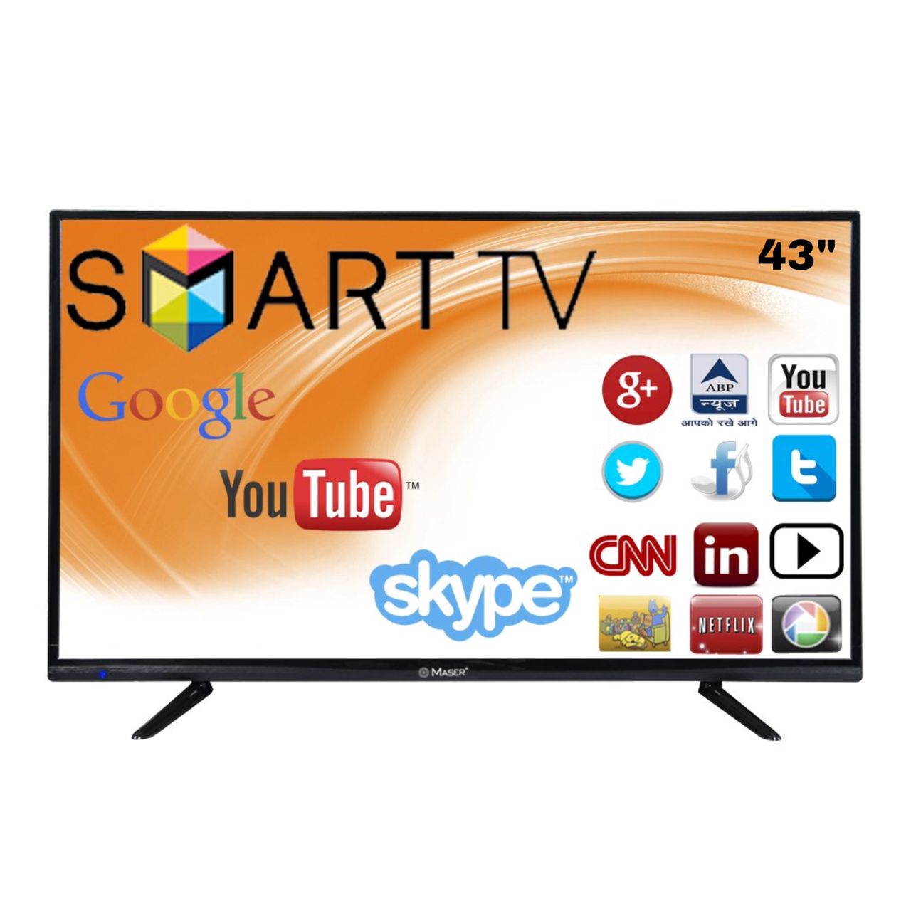 Téléviseur MASER 43″ Smart Full HD4300S – Smart TV LED, WiFi, Netflix, 120Hz