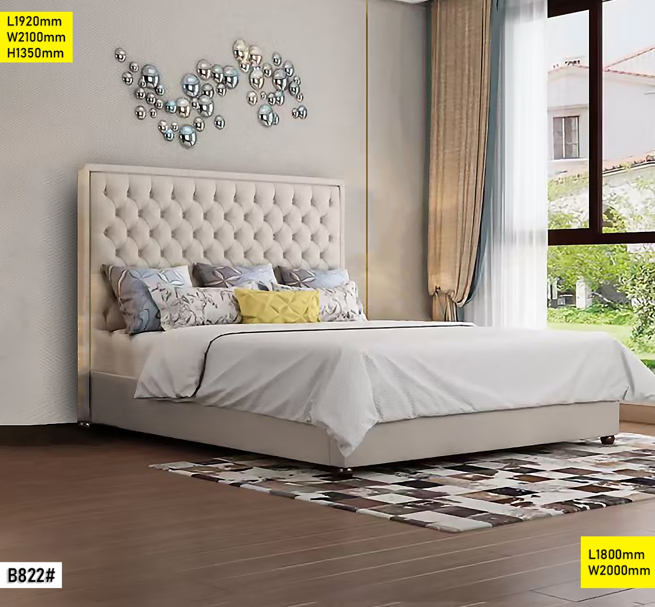 Lit King Size 1.80 m B822 – Lit Double Moderne 180×200 cm avec Tête de Lit Élégante