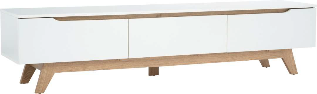 Meuble TV MANDO 1.8M Blanc & Chêne – 3 Portes Design Scandinave