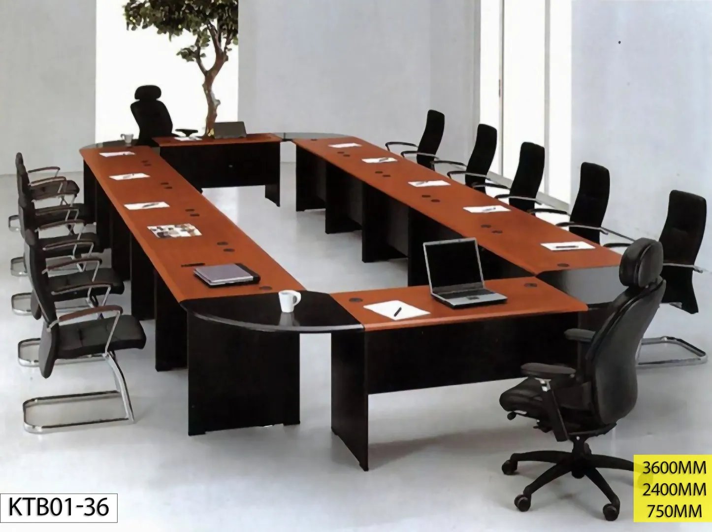 Table de Réunion KTB01-36 – Marron/Noir 360×240 cm