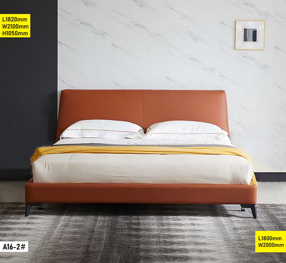 Lit 1.80M Double Adulte – Design Moderne A16-2# – L1820mm W2100mm H1050mm (180×200) – Lit Chambre Parentale Confort Premium