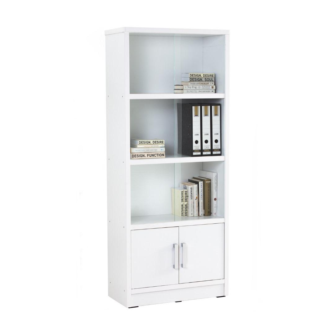Classeur HAVIR avec Porte en Verre – Blanc – 77x35x177 cm