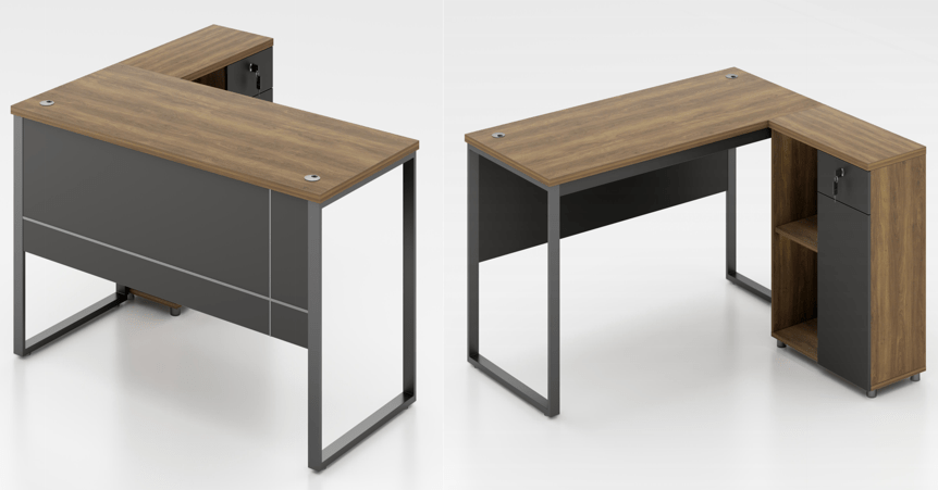 Bureau de Direction Exécutif OZ-9114-18 – 180×80 cm avec Retour Latéral, Plateau MFC 25 mm, Gestion de Câbles & Base Métallique
