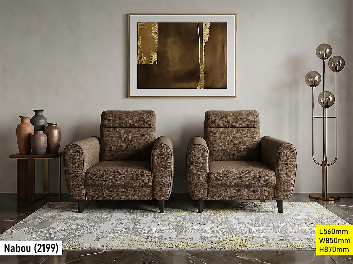 Fauteuil Club Marron 1 Place Nabou 2199 – Confort en Tissu Chinille