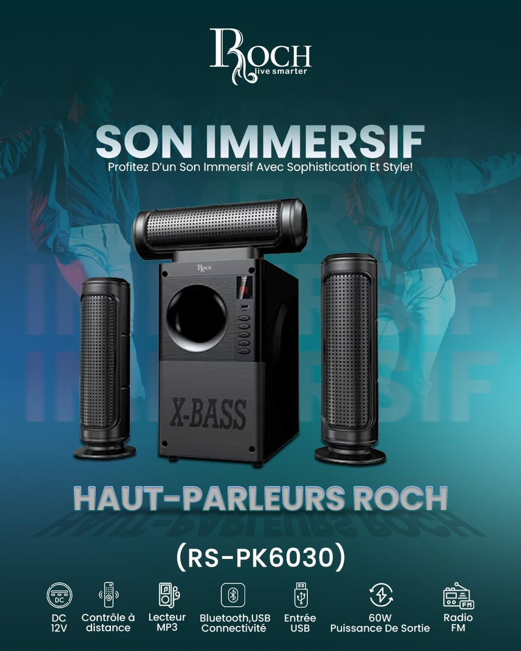 Haut-Parleurs Roch RS-PK6030 X-BASS Bluetooth