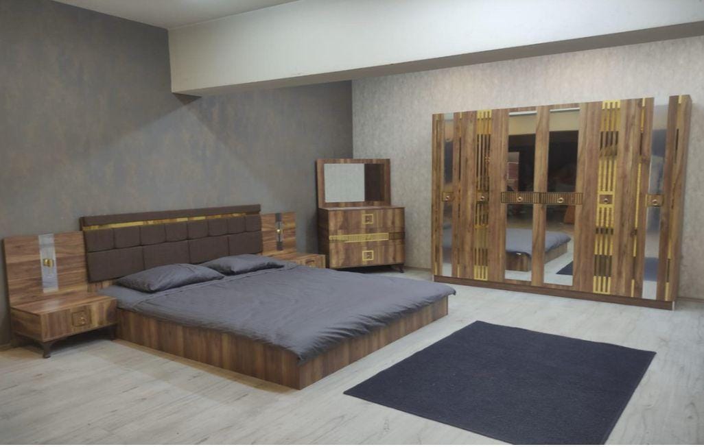 Chambre à coucher 6 battants – 5 pièces MILA Doré Crème (CAC0123219)