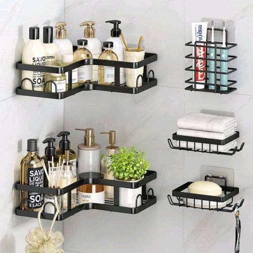 Étagère Salle de Bain 5 en 1 Corner Shower Caddy – Ensemble de Rangement 5 Pièces