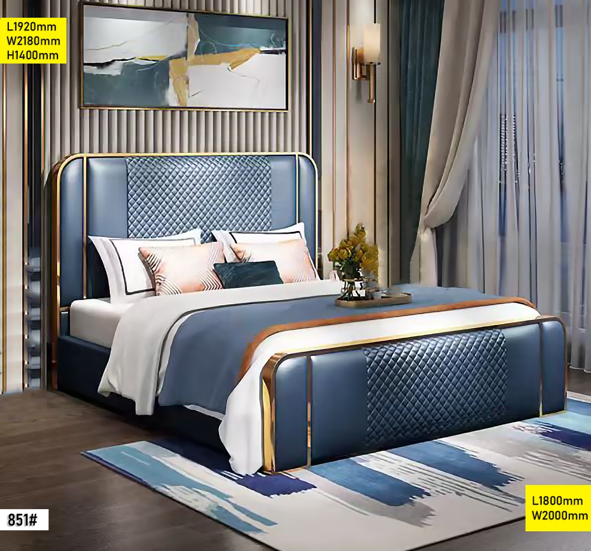 Lit King Size 180×200 cm Référence 851 – Lit Moderne pour Chambre