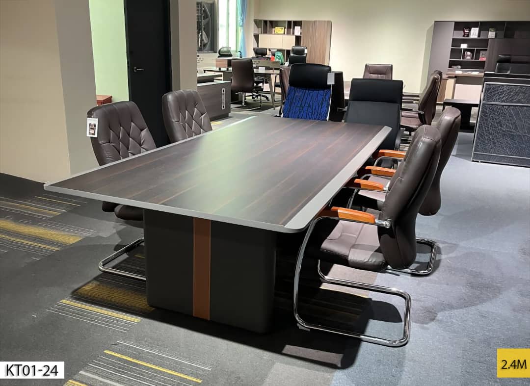 Table de Réunion KT01-24 Gris – 2,4 m pour Bureau et Espaces Collaboratifs