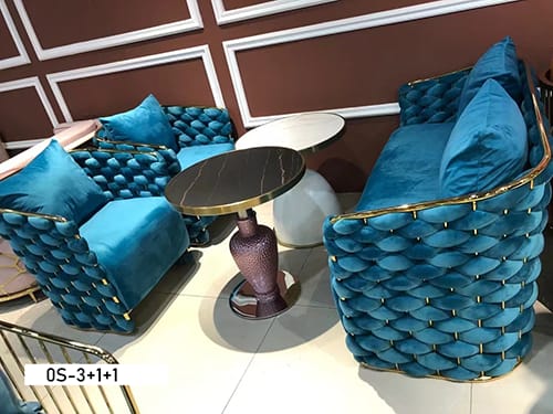 Salon 5 Places OS-3+1+1 (Bleu Turquoise)