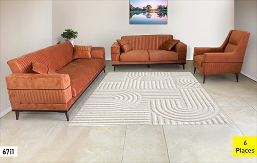 Salon Lexus 6711+6711 – Canapé-Lit 6 Places – Design Moderne – Couleur Orange