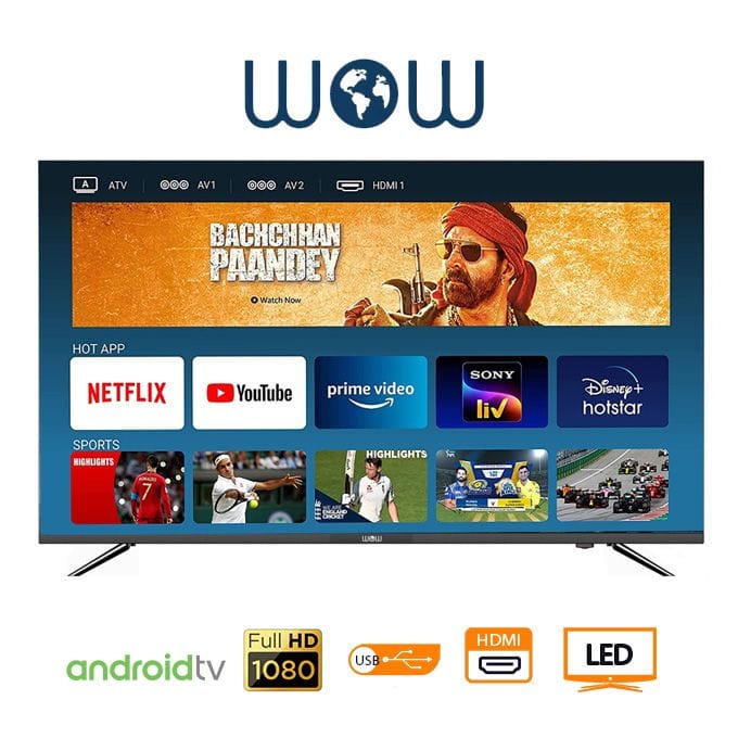 Téléviseur WOW 43″ Smart Android 43SF5200B2 – Full HD, HDMI, USB, WiFi, Bluetooth