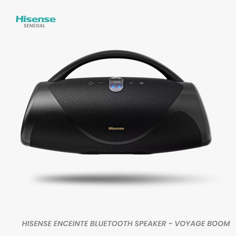 Enceinte Bluetooth Portable Hisense Voyage Boom Noir – Étanche IP67 avec 24h d’Autonomie