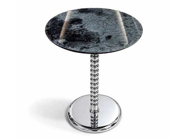 TABLE DE COIN EN MARBRE JL-03 COULEUR NOIR/ARGENTE 51X51X12