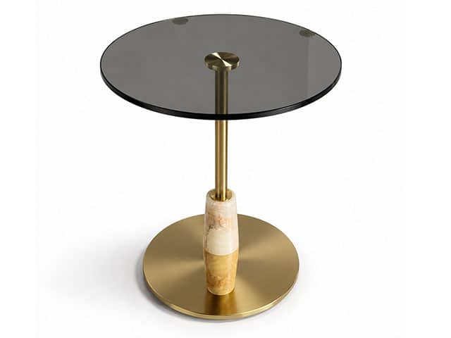 Table de coin Verre Noir Doré Design Dakar