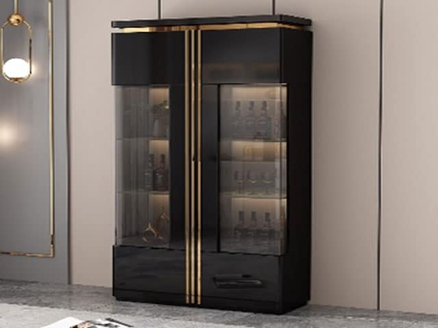 Vaisselier Noir et Gold Préstigieux 190 cm – Meuble  Dakar