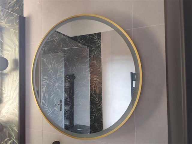 Miroir LED Rond Blanc Doré LS80 Design Moderne