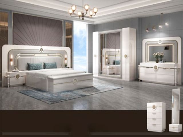 Chambre à Coucher Luxe 8852 Beige &amp; Doré | Dakar