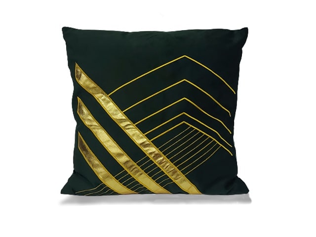 Coussin Vert et Or Velours 46x46 | Luxe Art Déco