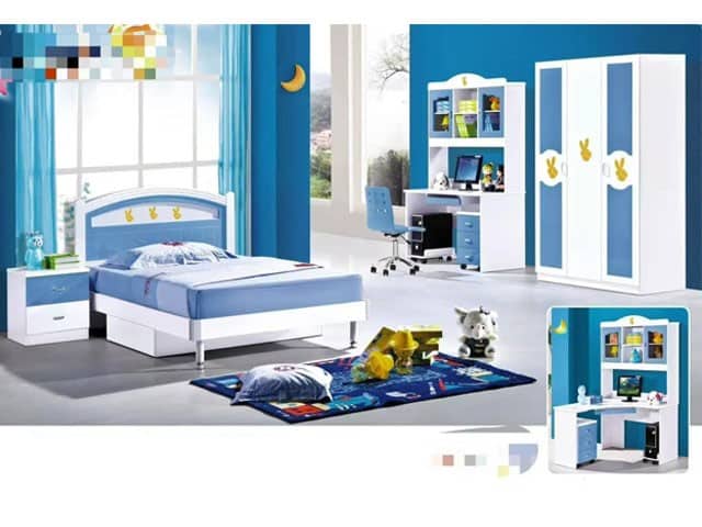 Chambre à coucher enfant complète bleu blanc Dakar | Réf 881