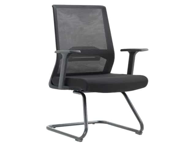 Chaise Visiteur Maille Noire D1-518CB – Fauteuil Bureau