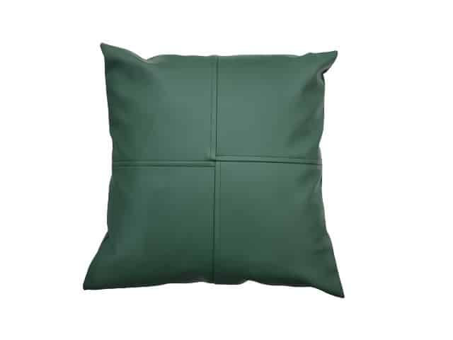 Coussin décoratif vert 43x43 similicuir design moderne