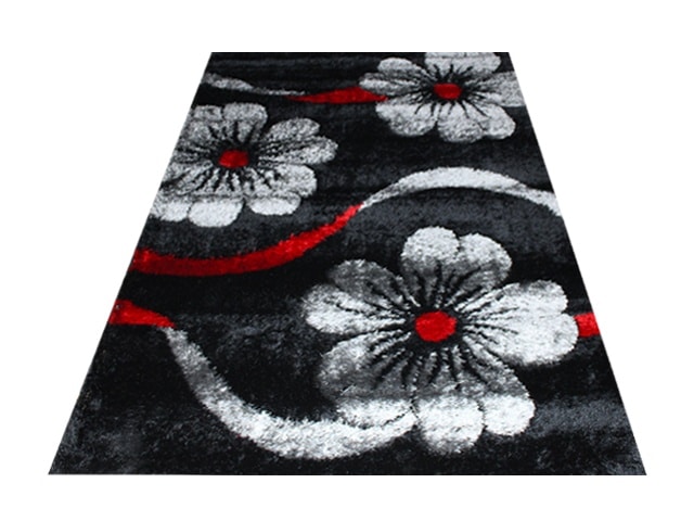 Moquette Shaggy Rouge Noir Gris 160x230 cm Design