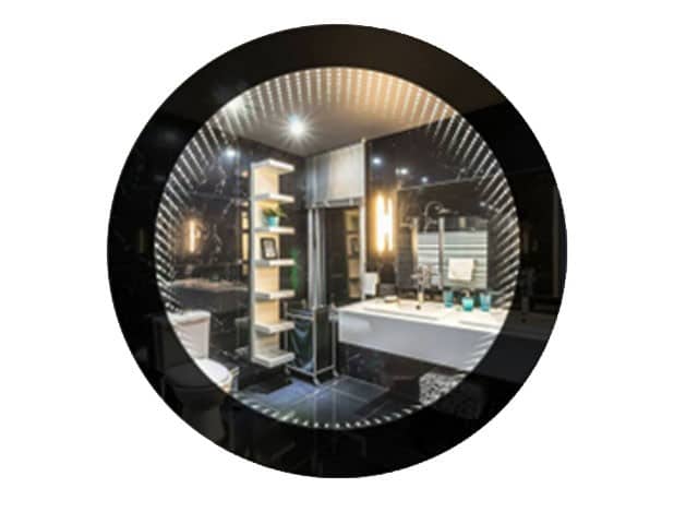 Miroir LED Rond Noir 79cm Design 3D Moderne