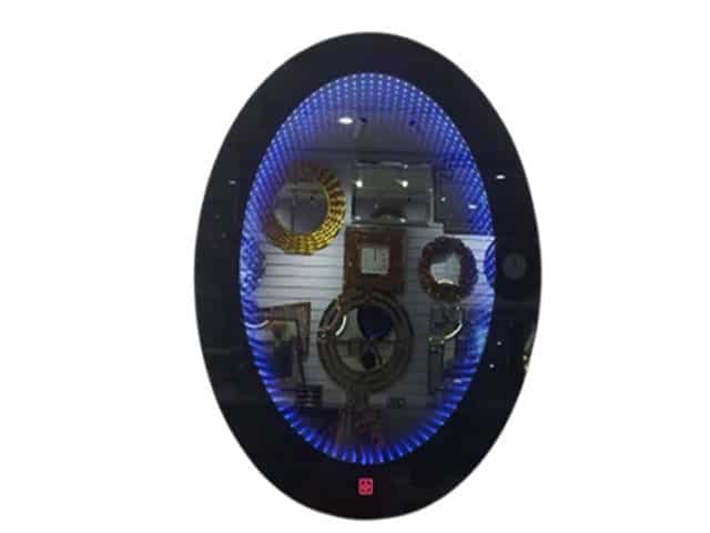 Miroir LED Ovale 3D Bleu Noir Design Moderne Dakar