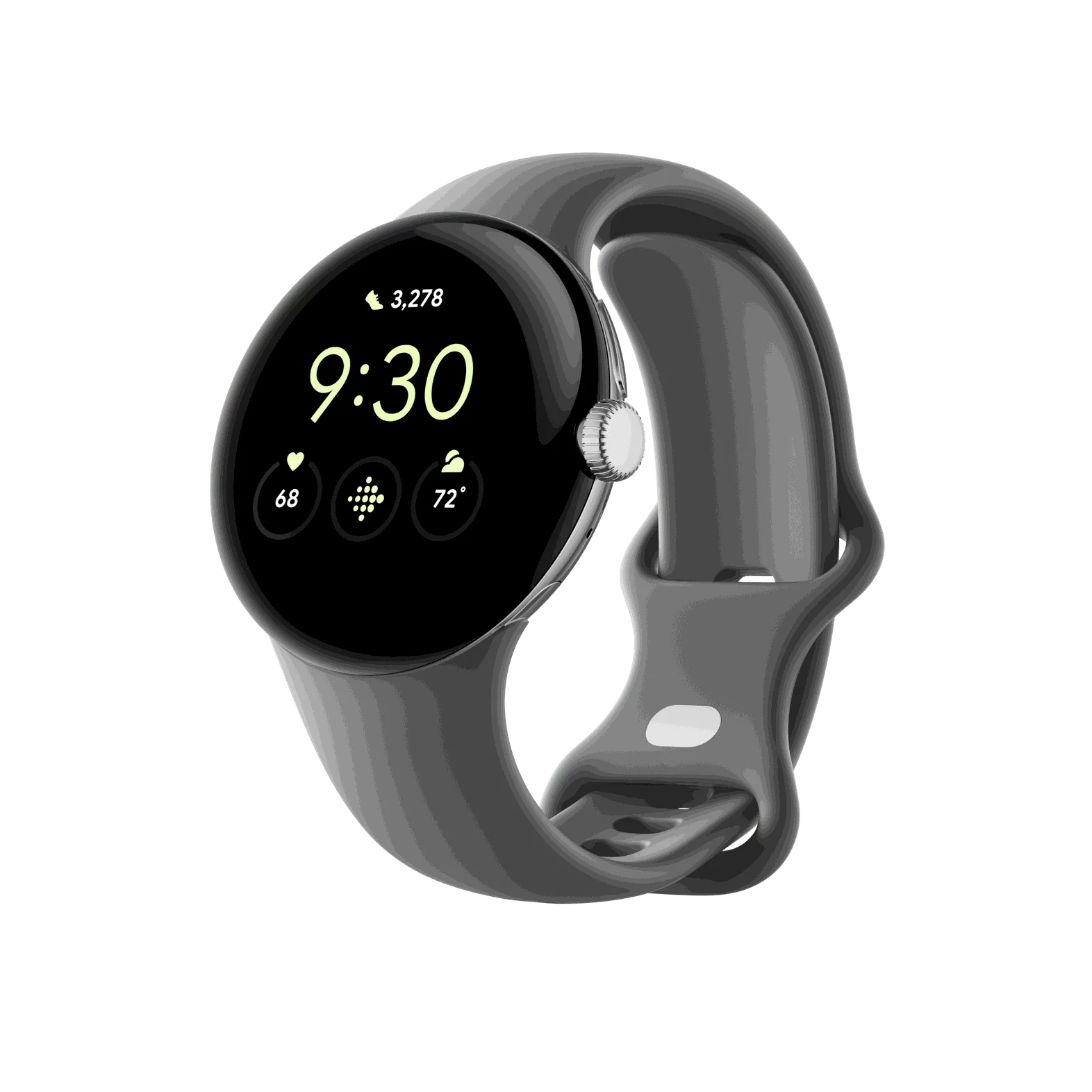 Montre Connectee Google Pixel Watch noir avec bracelet sport noir volcanique