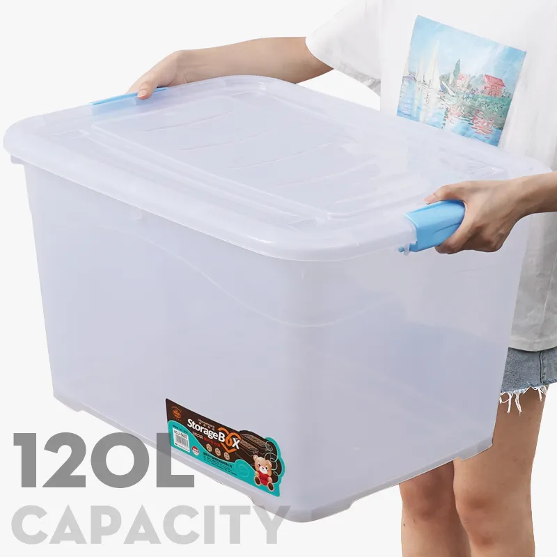Bac de rangement en plastique transparent – N°4 : 120 Litres
