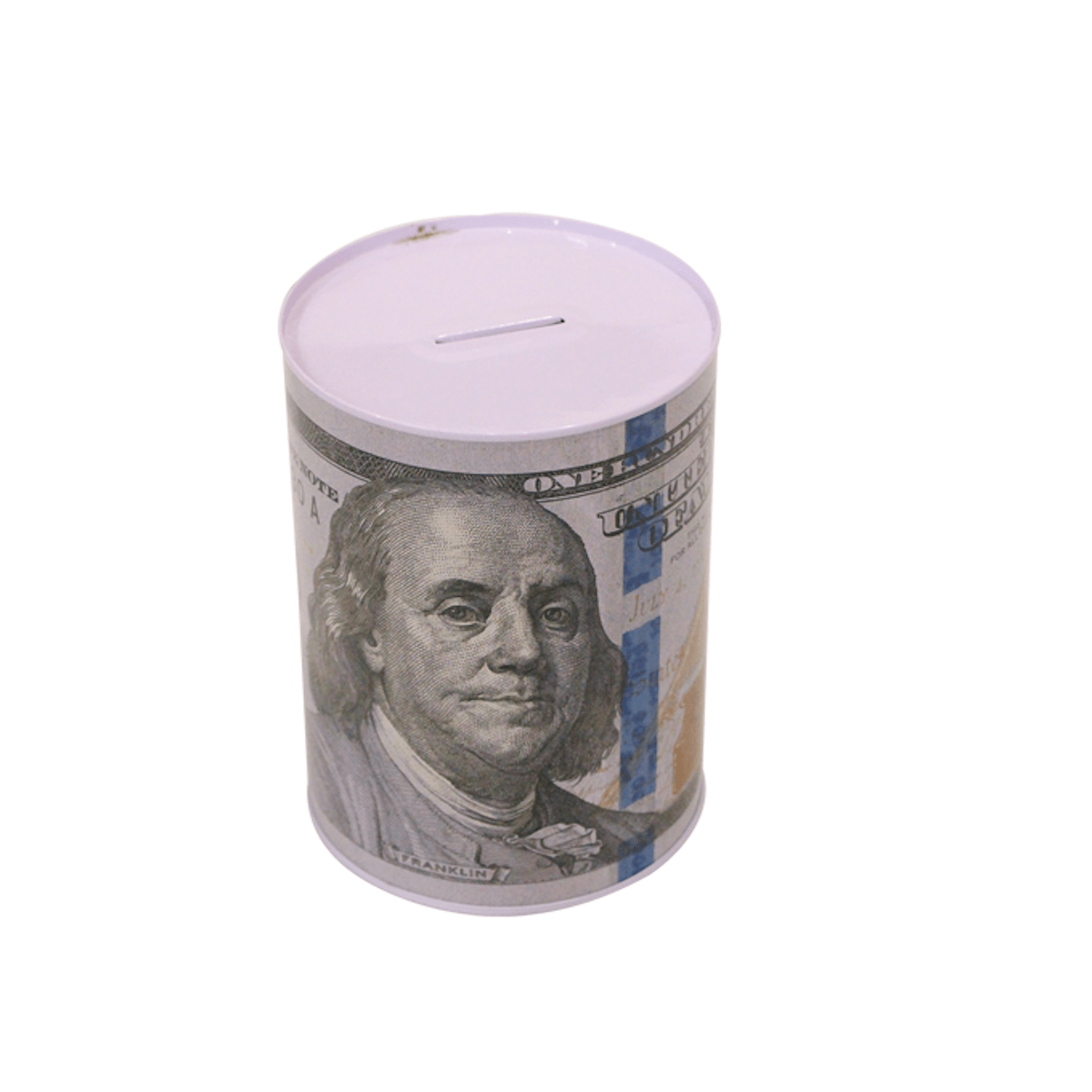 Tirelire en Métal – Petit Modèle (Motif Aléatoire Euro ou Dollar)