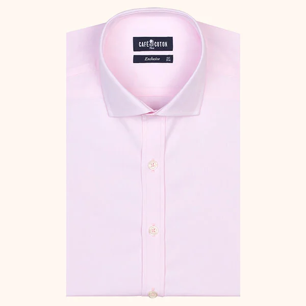 Chemise coupe cintrée en Pin Point rose
