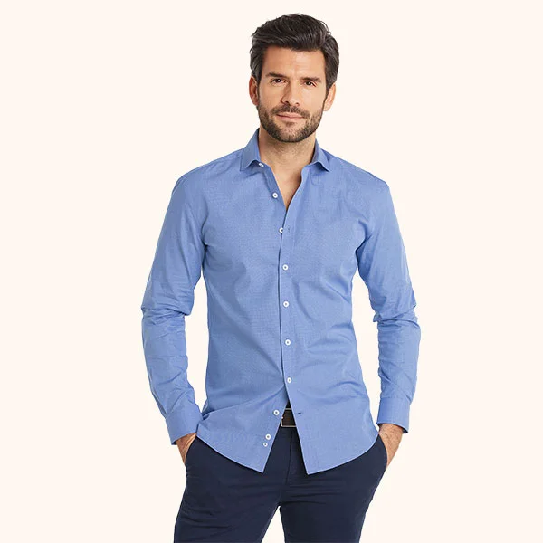 Chemise coupe cintrée en Popeline bleu