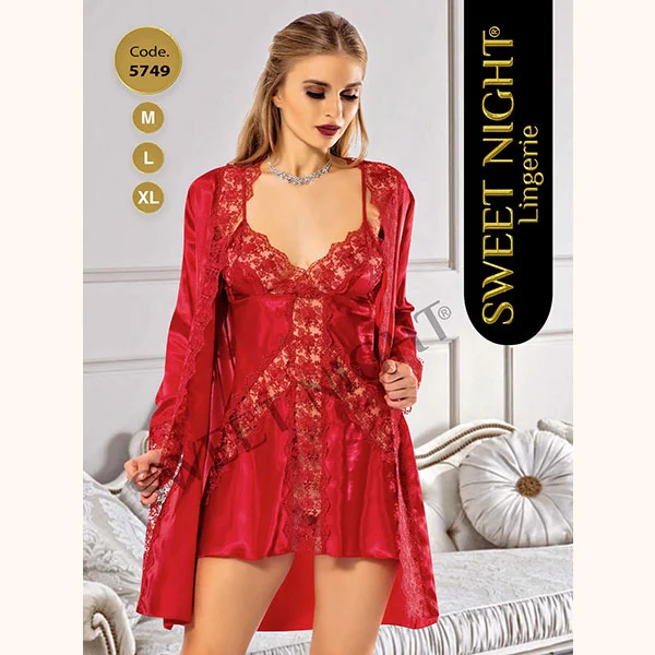 Ensemble 2 pièces robe et nuisette rouge