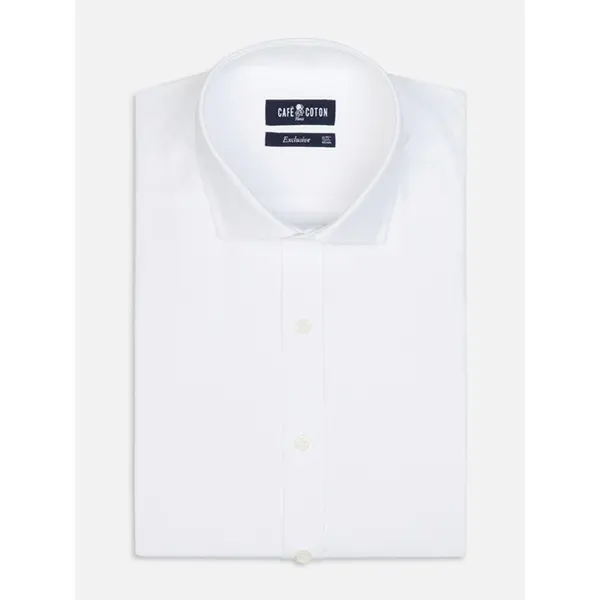 Chemise Coupe Cintrée En Pin Point Blanc