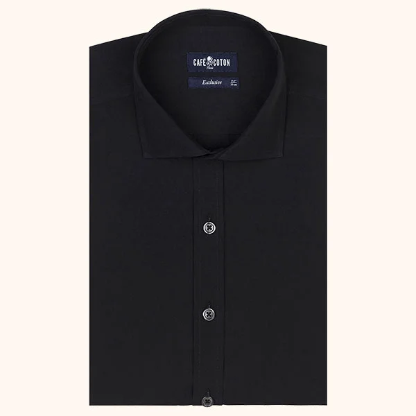 Chemise coupe cintrée en Popeline noire